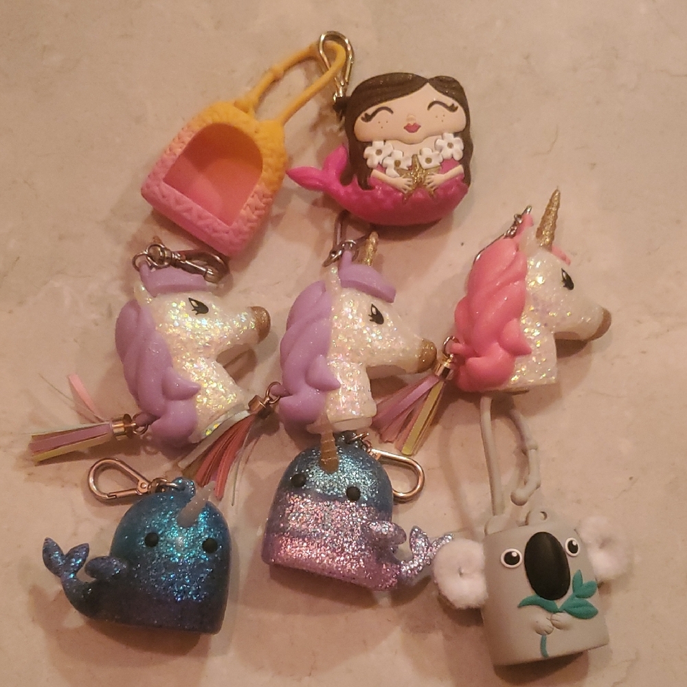 8 Cute Unicorn and Animal Keychains Bath and Body Works Hand Sanitizer Holders